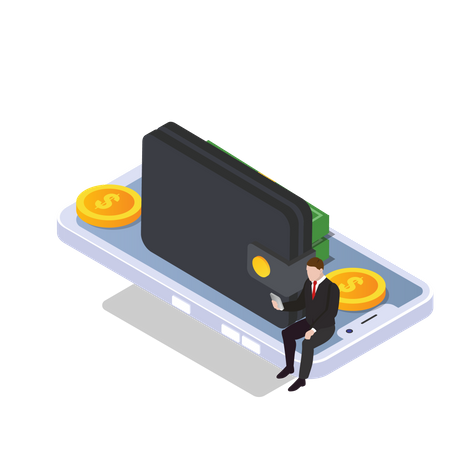 Portefeuille bancaire mobile  Illustration