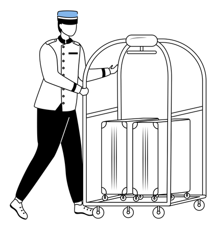 Porteiro carregando bagagem  Ilustração