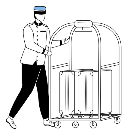 Portero llevando equipaje  Ilustración