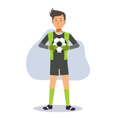 Portero sosteniendo la pelota  Ilustración