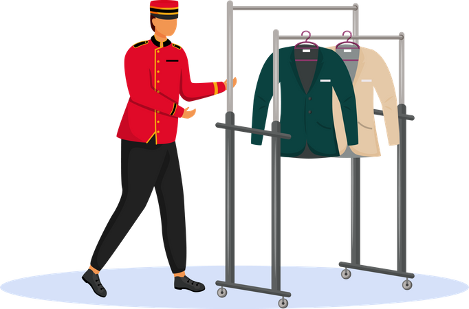 Gepäckträger in roter Uniform  Illustration