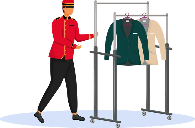 Gepäckträger in roter Uniform  Illustration