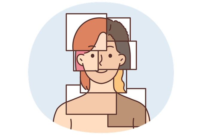 Portrait of collective woman of different race and nationality  Illustration