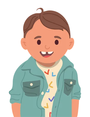 Portrait of cute little preschool boy toothy smiling feeling good and satisfied  Illustration