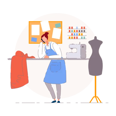Portrait of the business owner on the workplace  Illustration