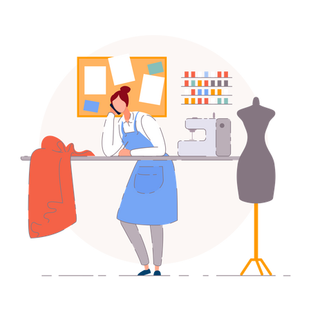 Portrait of the business owner on the workplace  Illustration