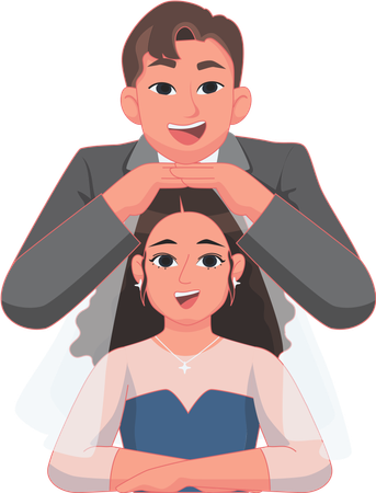 Portrait pre-wedding bride and groom  Illustration