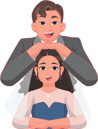 Portrait pre-wedding bride and groom  Illustration