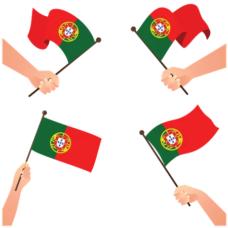 Portugal Independence Day 1st December Greeting Card For Holiday Background With Waving Flags Vector Flat Illustration Illustration