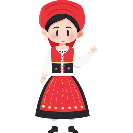 Portugal Minho Dress girl  Illustration