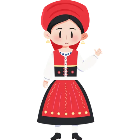 Portugal Minho Dress girl  Illustration