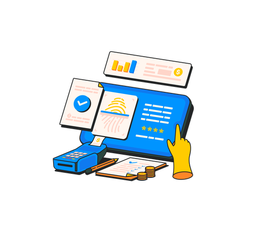 POS fingerprint authentication  Illustration