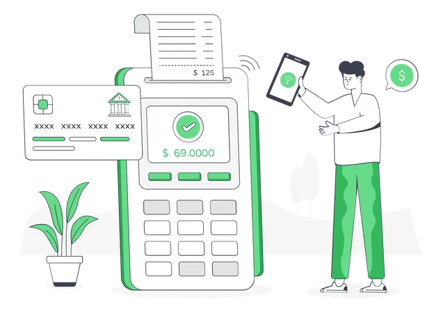 A Handy Flat Illustration Of POS Payment イラスト