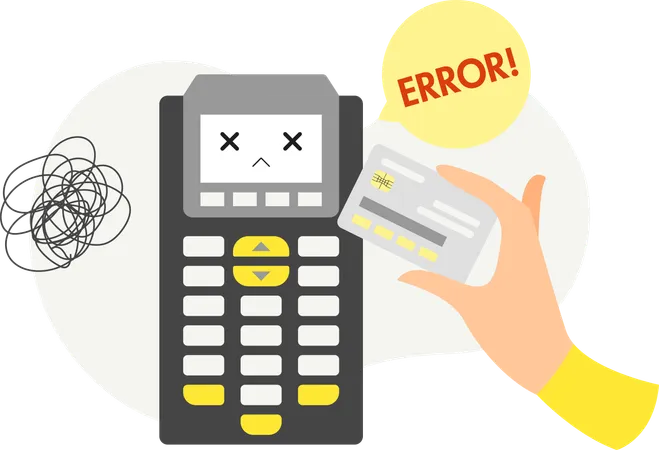 POS terminal payment error  Illustration