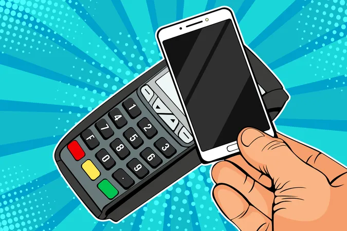 POS terminal, Payment Machine with mobile phone Illustration