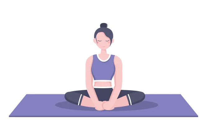 Conjunto De Varias Posturas De Yoga Y Ejercicios Fisicos Con Relajacion Meditacion Estilo De Vida Saludable Y Entrenamiento De Equilibrio Ilustracion Ilustración