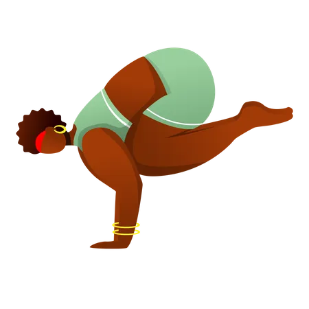 Ilustracion De Vector Plano De Pose De Grua Postura Bakasana Mujer Afroamericana De Piel Oscura Realizando Posturas De Yoga Entrenamiento Fitness Ejercicio Fisico Personaje De Dibujos Animados Aislado Sobre Fondo Blanco Ilustración