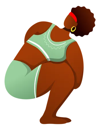 Ilustracion De Vector Plano De Pose De Soga Postura Pasasana Mujer Afroamericana De Piel Oscura Realizando Posturas De Yoga Entrenamiento Fitness Ejercicio Fisico Personaje De Dibujos Animados Aislado Sobre Fondo Blanco Ilustración