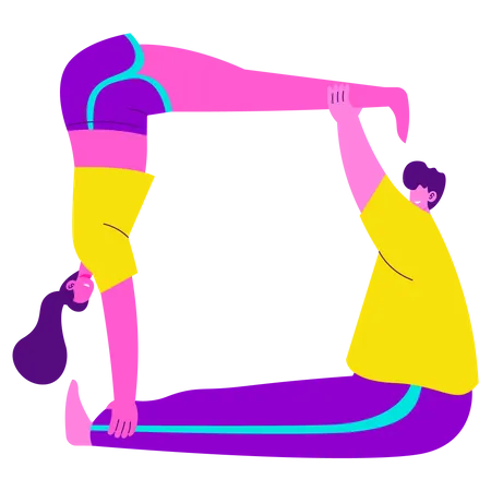 Pose de yoga en couple  Illustration