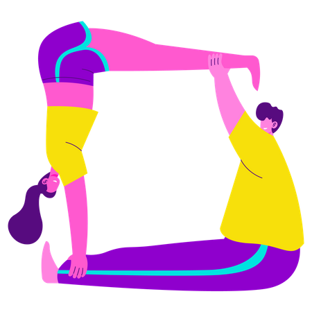 Postura de yoga en pareja  Ilustración