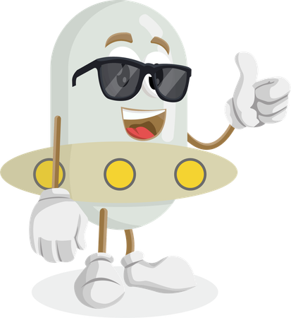 Pose do polegar do mascote do logotipo do OVNI  Ilustração