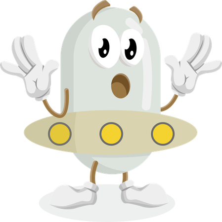 Pose surpresa do mascote do logotipo do Ufo  Ilustração