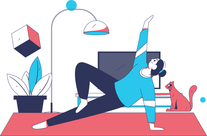 Poses de yoga réalisées par l'entraîneur  Illustration