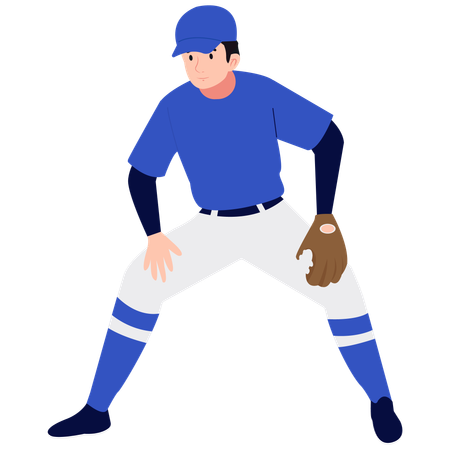 Posição de prontidão do jogador de beisebol  Ilustração