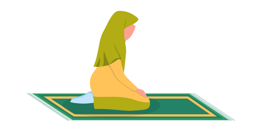 Posição de oração de mulher muçulmana  Ilustração