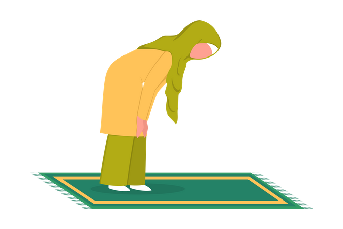 Posição de oração de mulher muçulmana  Ilustração