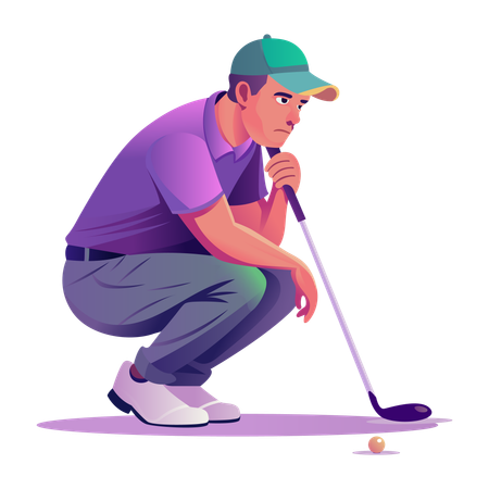 Posición de lectura del hombre de golf  Ilustración