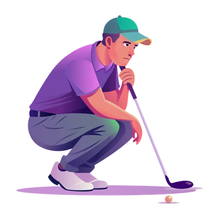 Posición de lectura del hombre de golf  Ilustración