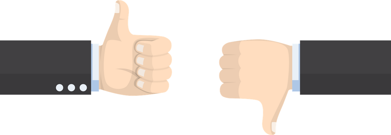Positive and negative thumbs gesture Illustration