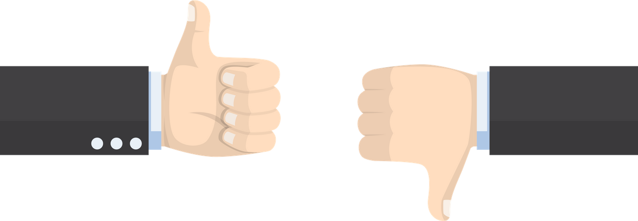 Positive and negative thumbs gesture  Illustration