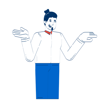 Positive caucasian man shrugging  Illustration