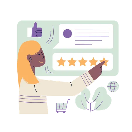 An Expressive Illustration Featuring A User Sharing A Positive Review About A Purchased Product Emphasizing The Value Of Customer Feedback And Their Satisfaction Illustration