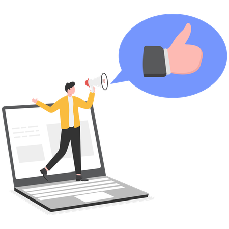 Positive feedback on internet  Illustration