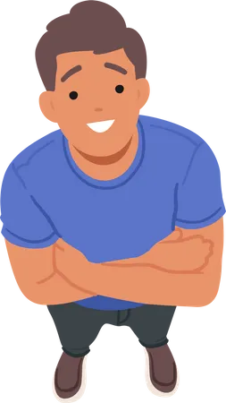 Positive Man With Beaming Smile and Standing With Crossed Arms  Illustration
