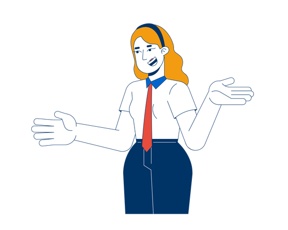 Positive office worker blonde woman gesturing  Illustration