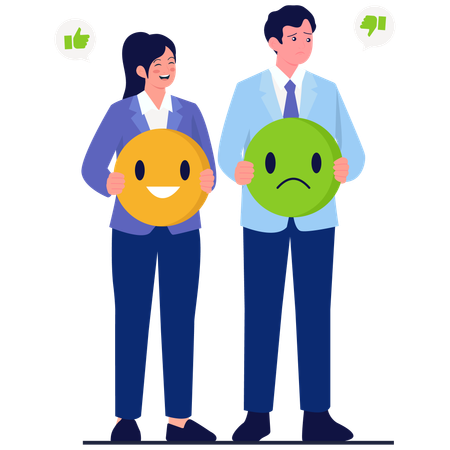 Positive vs Negative Feedback explained by employees  Illustration