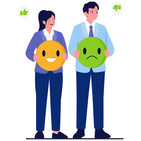 Positive vs Negative Feedback explained by employees  Illustration