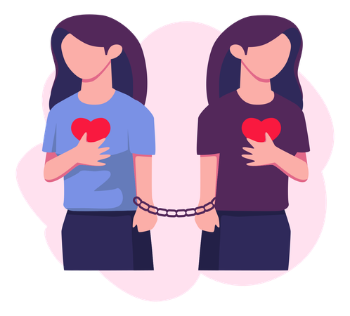 Positive Woman Holding Heart  Illustration