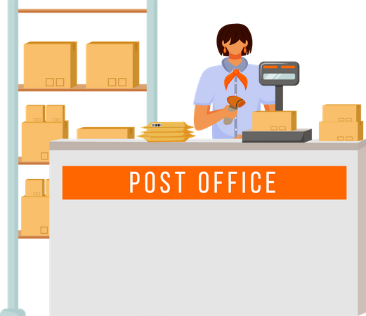 Post office female worker Illustration