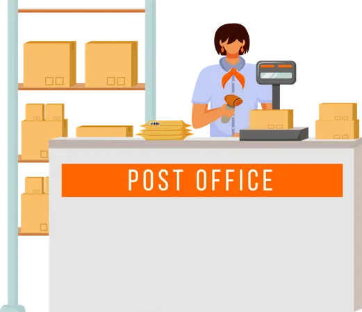 Post office female worker  Illustration