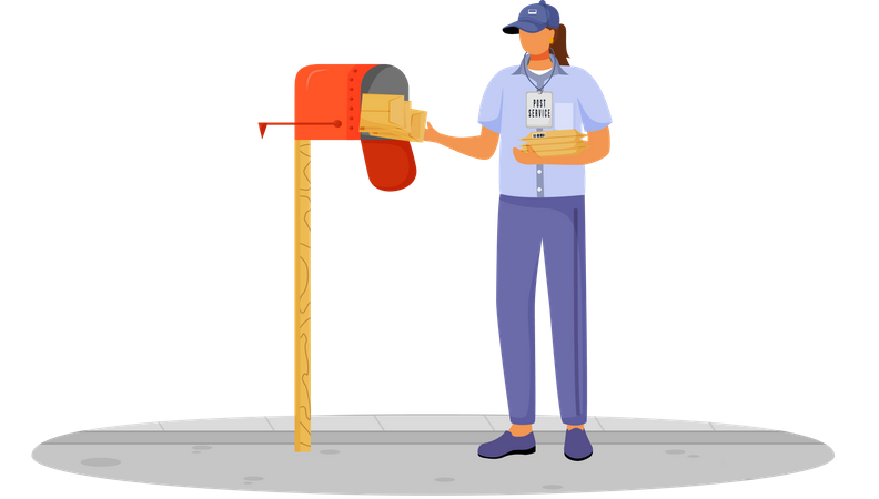 Post Office Female Worker  Illustration