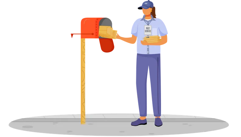 Post Office Female Worker  Illustration