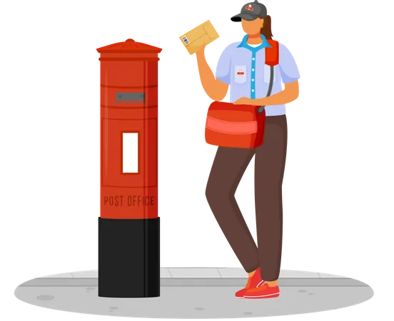 Post Office Female Worker Illustration