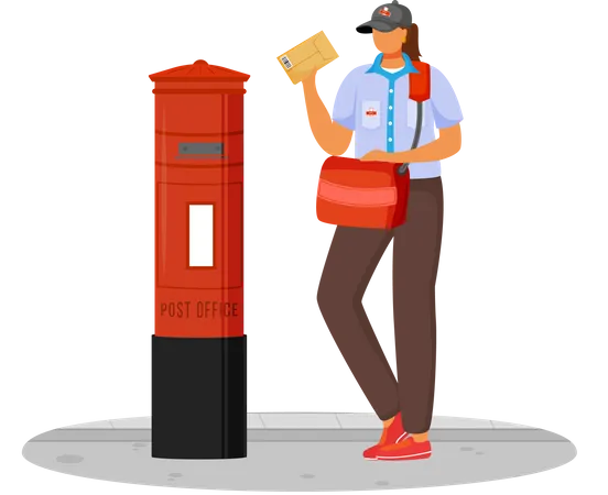 Post Office Female Worker  Illustration