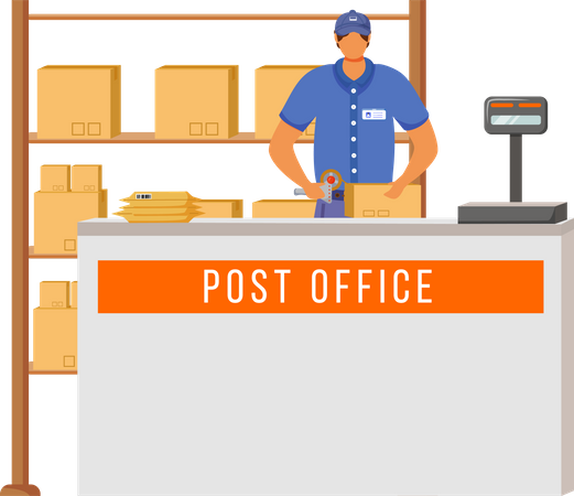 Post office male worker  Illustration