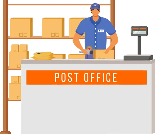 Post office male worker  Illustration